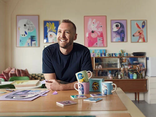 Pete Cromer Ceramic Square Tile Coaster Kookaburra 9.5cm 3 Pete Cromer Ceramic Square Tile Coaster Kookaburra 9.5cm - Image 3