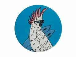 Mulga the Artist Ceramic Round Coaster 10.5cm Cockatoo