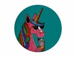 Mulga the Artist Ceramic Round Coaster 10.5cm Unicorn