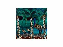 Melanie Hava Jugaig-Bana-Wabu Ceramic Square Coaster 10cm Cassowaries Home