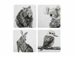 Marini Ferlazzo Animals of Australia Cork Back Coaster 10.5cm Set of 4 Gift Boxed