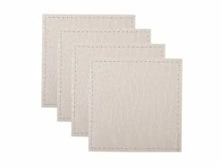 Table Accents Leather Look Alligator Coaster 10x10cm Set of 4 White