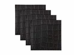 Table Accents Leather Look Alligator Coaster 10x10cm Set of 4 Black