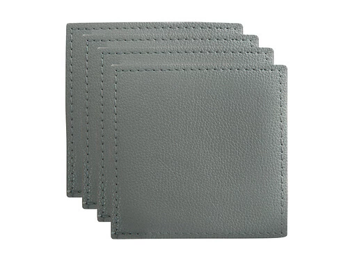 Table Accents Leather Look Cowhide Coaster 10x10cm Set of 4 Grey 1 Table Accents Leather Look Cowhide Coaster 10x10cm Set of 4 Grey