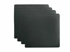 Table Accents Leather Look Cowhide Coaster 10x10cm Set of 4 Charcoal