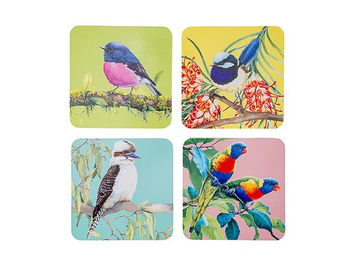 Katherine Castle Bird Talk Cork Back Coaster 10.5cm Set of 4 Assorted Gift Boxed 1 Katherine Castle Bird Talk Cork Back Coaster 10.5cm Set of 4 Assorted Gift Boxed