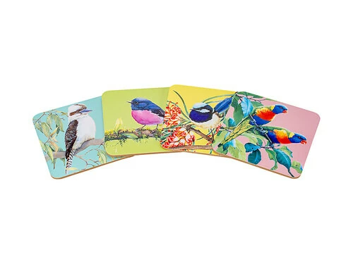 Katherine Castle Bird Talk Cork Back Coaster 10.5cm Set of 4 Assorted Gift Boxed 2 Katherine Castle Bird Talk Cork Back Coaster 10.5cm Set of 4 Assorted Gift Boxed - Image 2