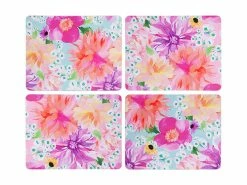 Teas & C's Dahlia Daze Cork Back Placemat Set of 4 34x26.5cm Assorted Gift Boxed