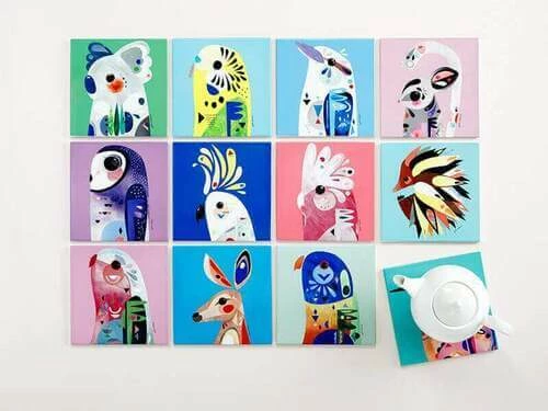 Pete Cromer Ceramic Square Trivet 20cm Parrot 2 Pete Cromer Ceramic Square Trivet 20cm Parrot - Image 2