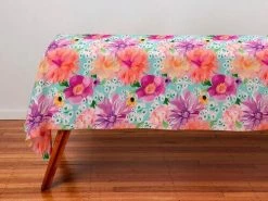 Teas & C's Dahlia Daze Cotton Rectangular Tablecloth 270x150cm Sky -Table Decoration Shop sky 1
